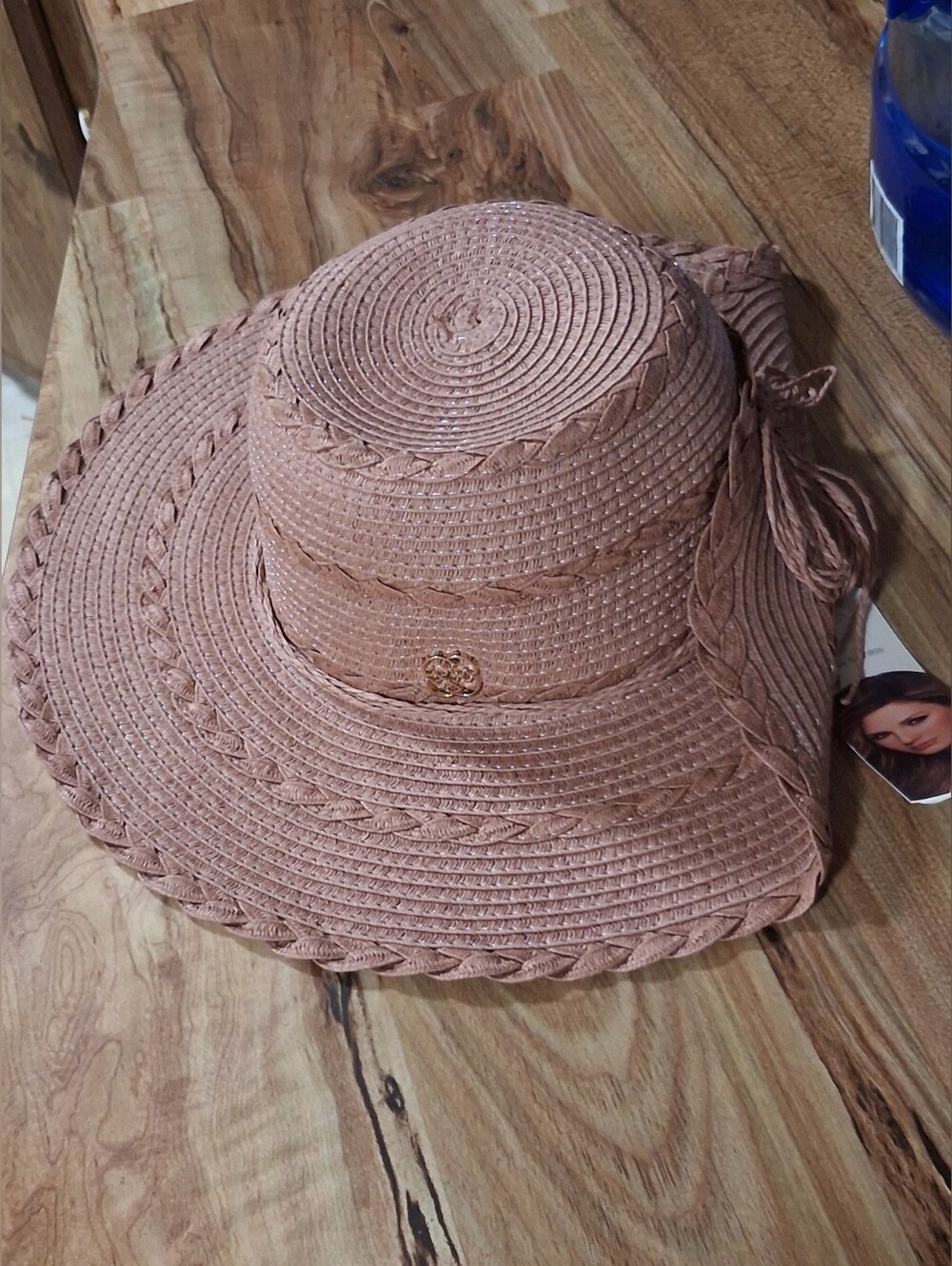 Daisy Fuentes Braided Wide-Brim Sun Hat - Blush